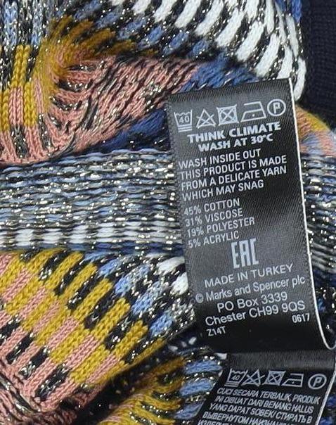 Marks and Spencer Women's Multicoloured Striped Knit Jumper L