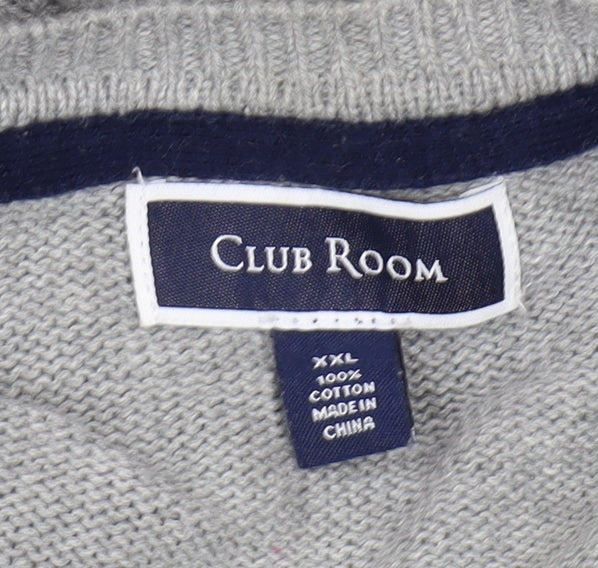 Club Room Men's Grey 2XL Fox Graphic Pullover Jumper