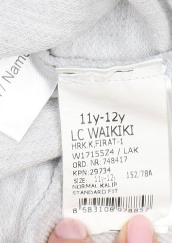 LC WAIKIKI Boys Grey Full Zip Hoodie, 11-12 Years, Casual