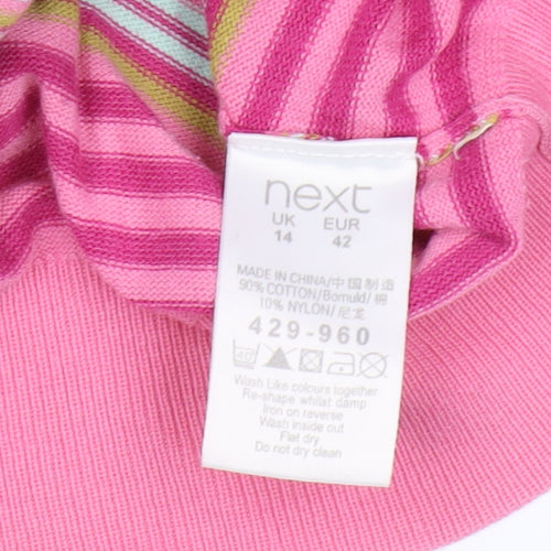 Next Women's Pink Striped Cardigan Size 14