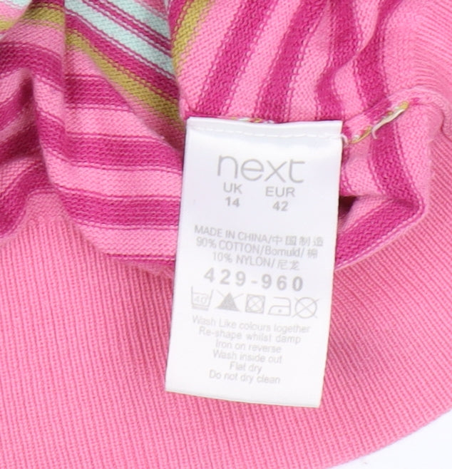 Next Women's Pink Striped Cardigan Size 14