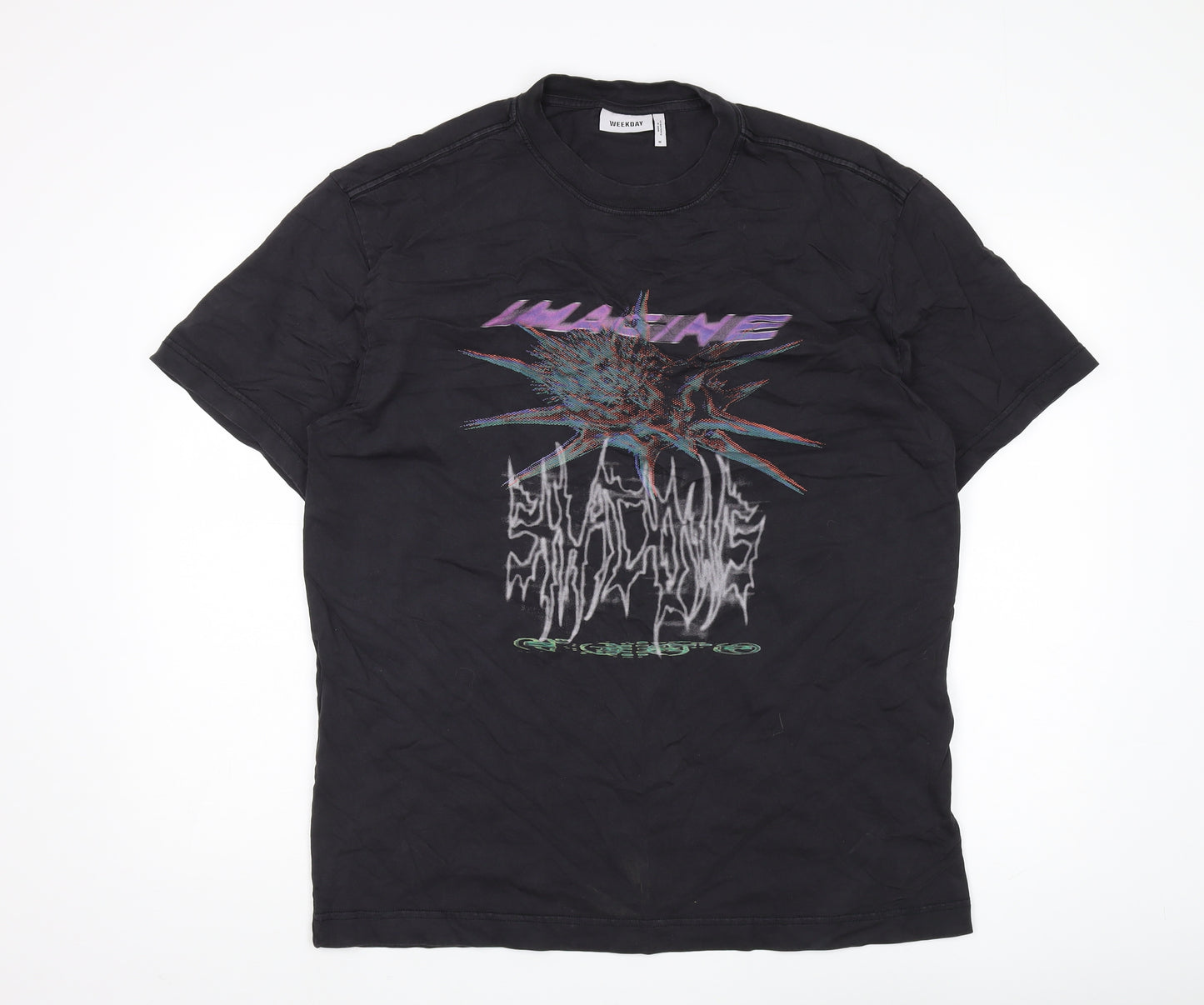 Weekday Men's Black Graphic Print T-Shirt M