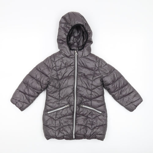 Next Girls Grey Hooded Puffer Jacket 3 Years Warm Winter Coat