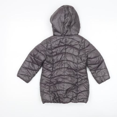 Next Girls Grey Hooded Puffer Jacket 3 Years Warm Winter Coat