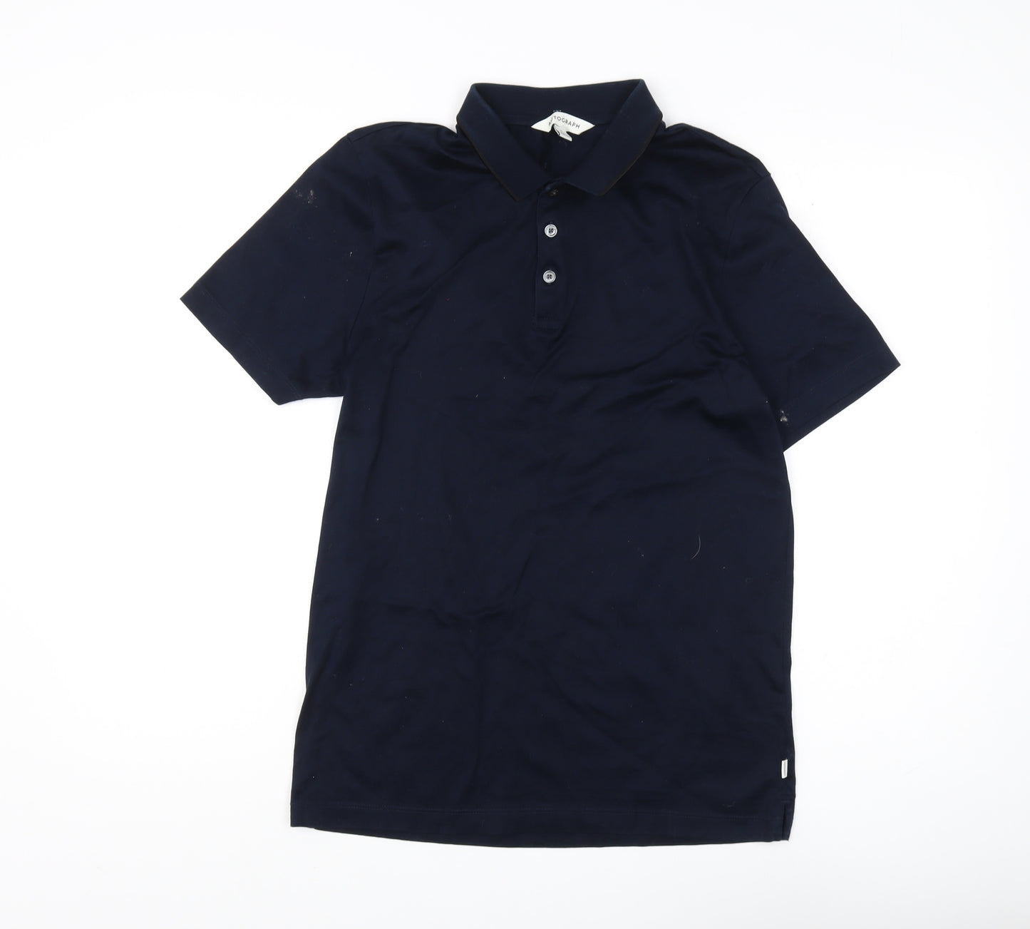 Marks & Spencer Men's Blue Polo Shirt - Small