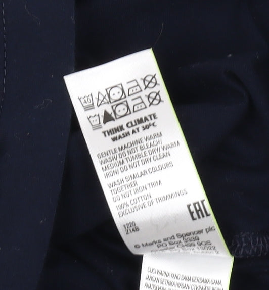Marks & Spencer Men's Blue Polo Shirt - Small
