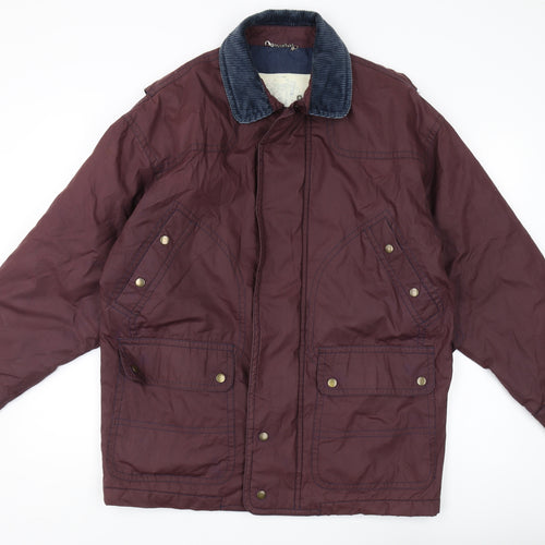 St Michael Men's Wine Parka Jacket M Lined Casual Classic