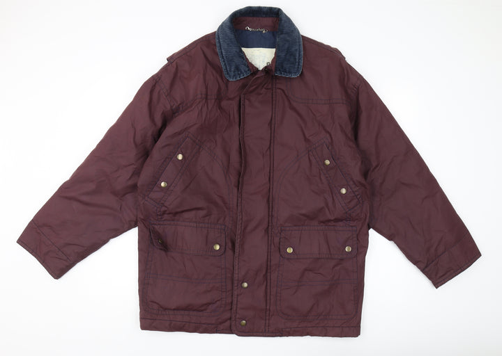 St Michael Men's Wine Parka Jacket M Lined Casual Classic