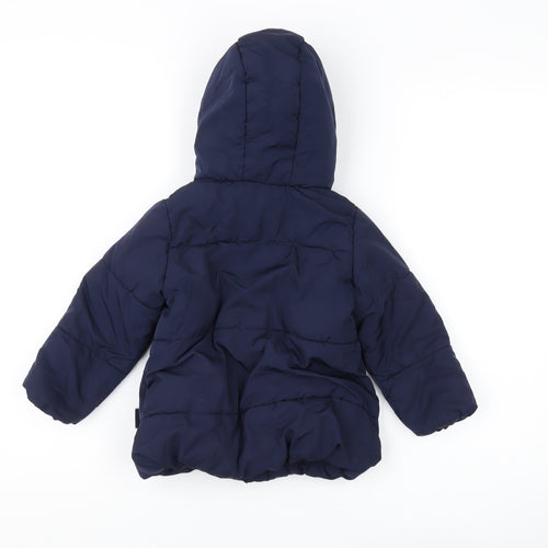 Zara Girls Blue Puffer Jacket 3-4 Years with Hood