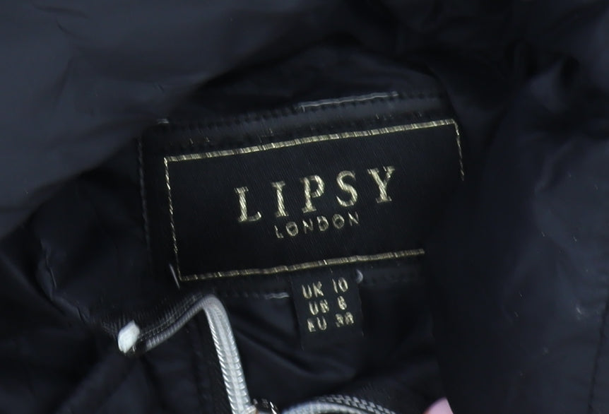 Lipsy Women’s Black Hooded Puffer Jacket Size 10