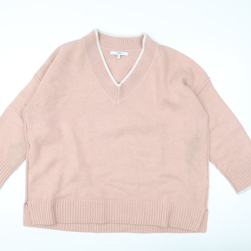 Next Women's Pink V-Neck Knit Pullover Jumper XL