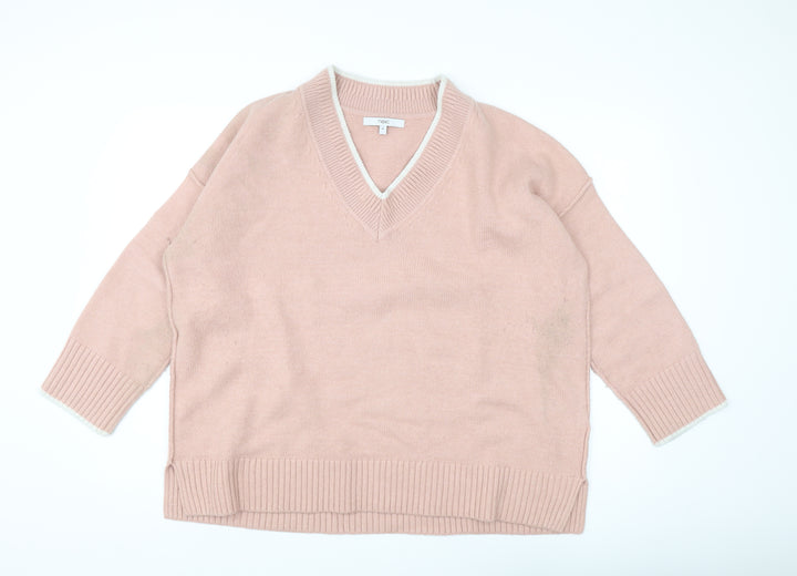 Next Women's Pink V-Neck Knit Pullover Jumper XL