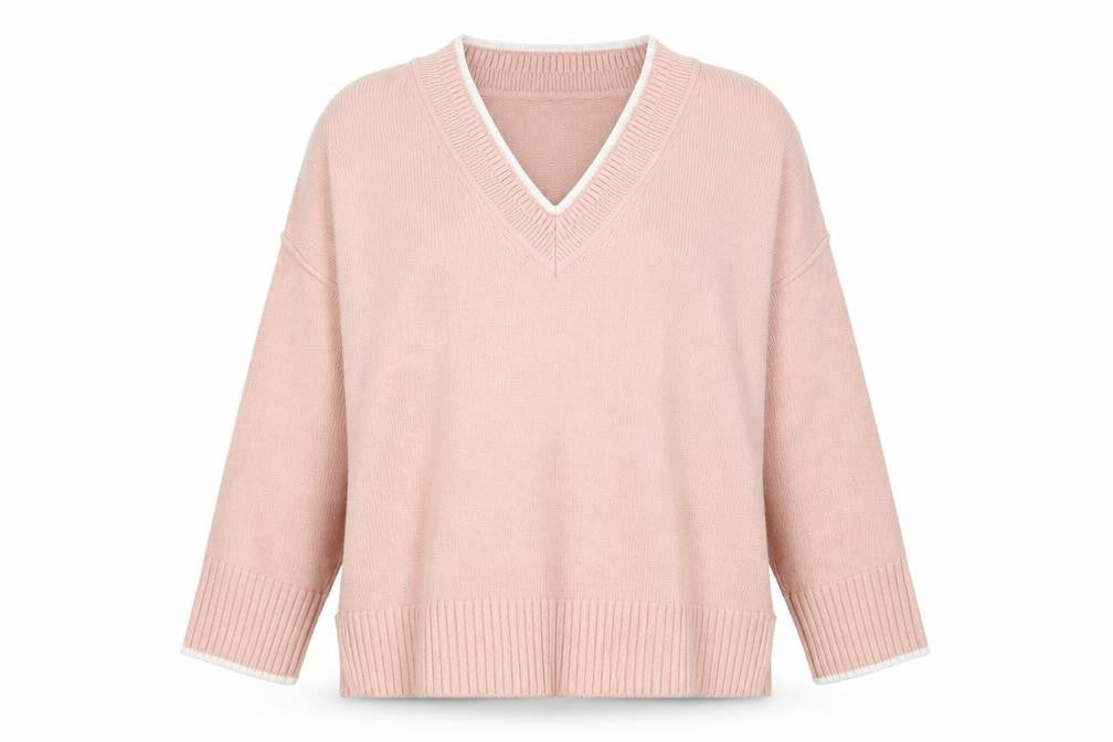 Front view of Next Women's Pink V-Neck Knit jumper XL
