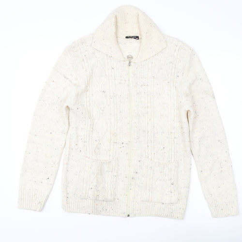Insight Women's Ivory Cable-Knit Full Zip Jumper Size 6