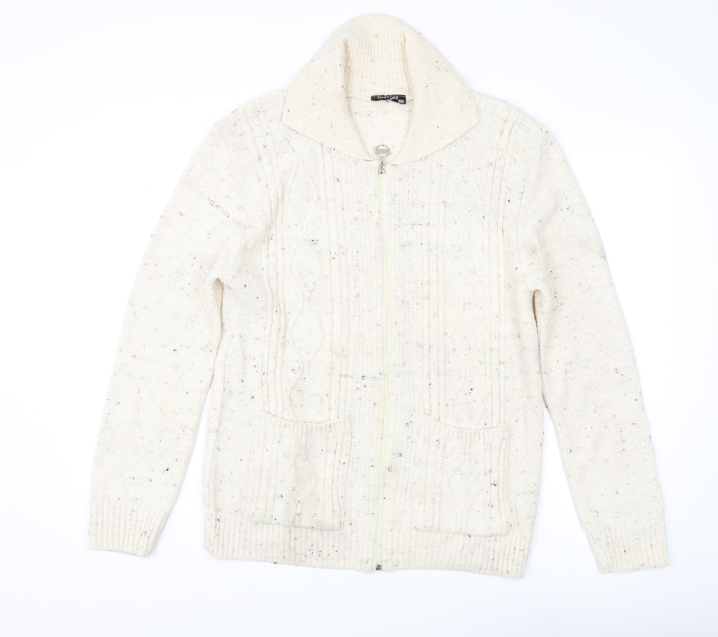 Insight Women's Ivory Cable-Knit Full Zip Jumper Size 6