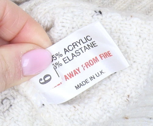 Insight Women's Ivory Cable-Knit Full Zip Jumper Size 6