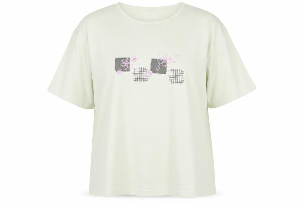 Front view of EWM Women's Green Embroidered XL T-Shirt