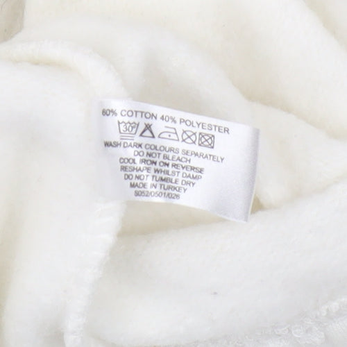 Select Women's White 1/2 Zip Sweatshirt, Size L