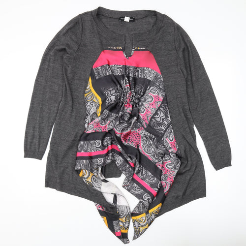 Patrizia Dini Women's Grey Paisley Tunic Jumper, Size 16