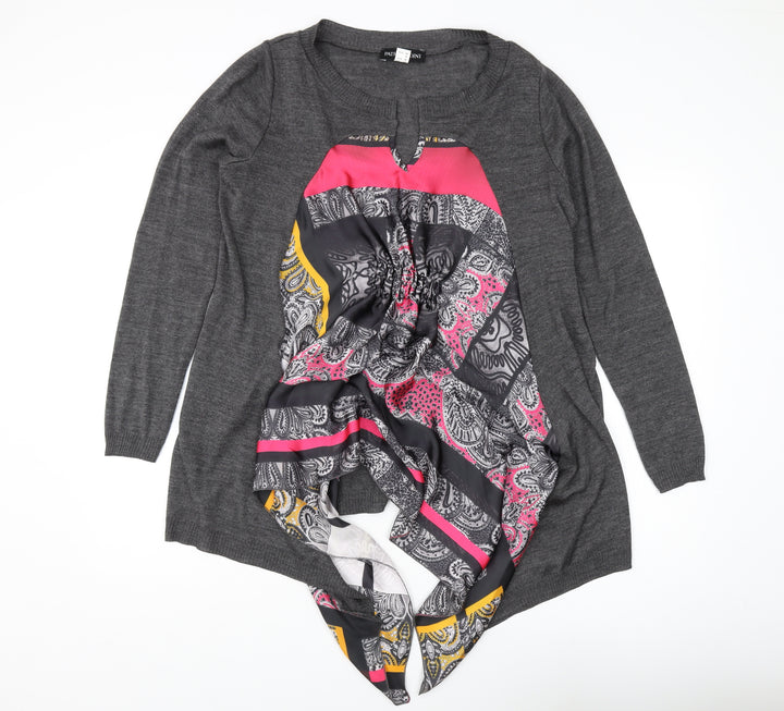 Patrizia Dini Women's Grey Paisley Tunic Jumper, Size 16