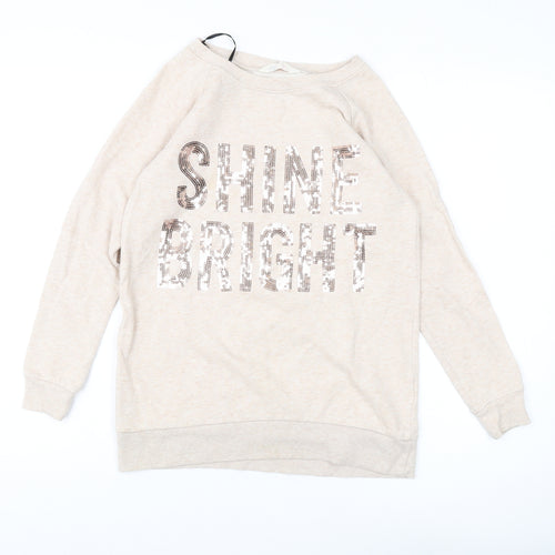 H&M Girls Beige Sequin Shine Bright Sweatshirt 18 Plus Pullover