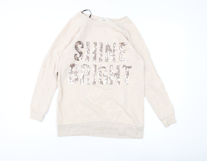 H&M Girls Beige Sequin Shine Bright Sweatshirt 18 Plus Pullover
