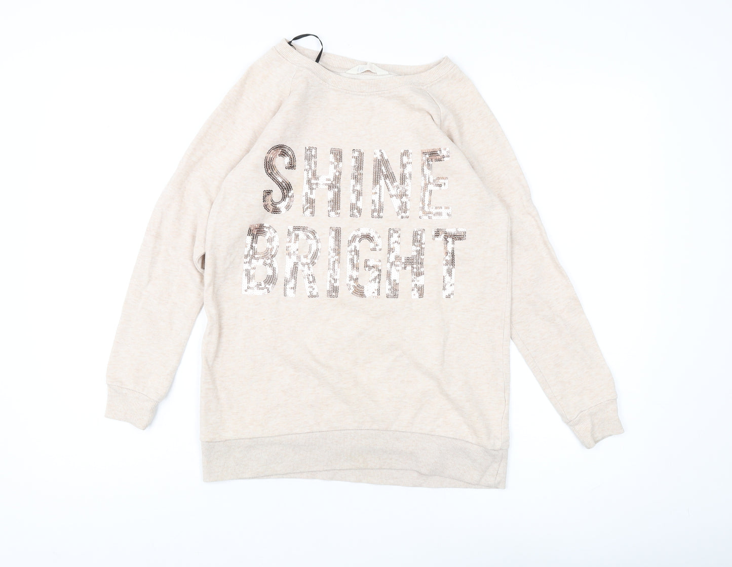 H&M Girls Beige Sequin Shine Bright Sweatshirt 18 Plus Pullover