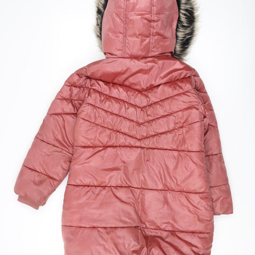 Next Girls Pink Puffer Jacket 9 Years Hooded Winter Coat