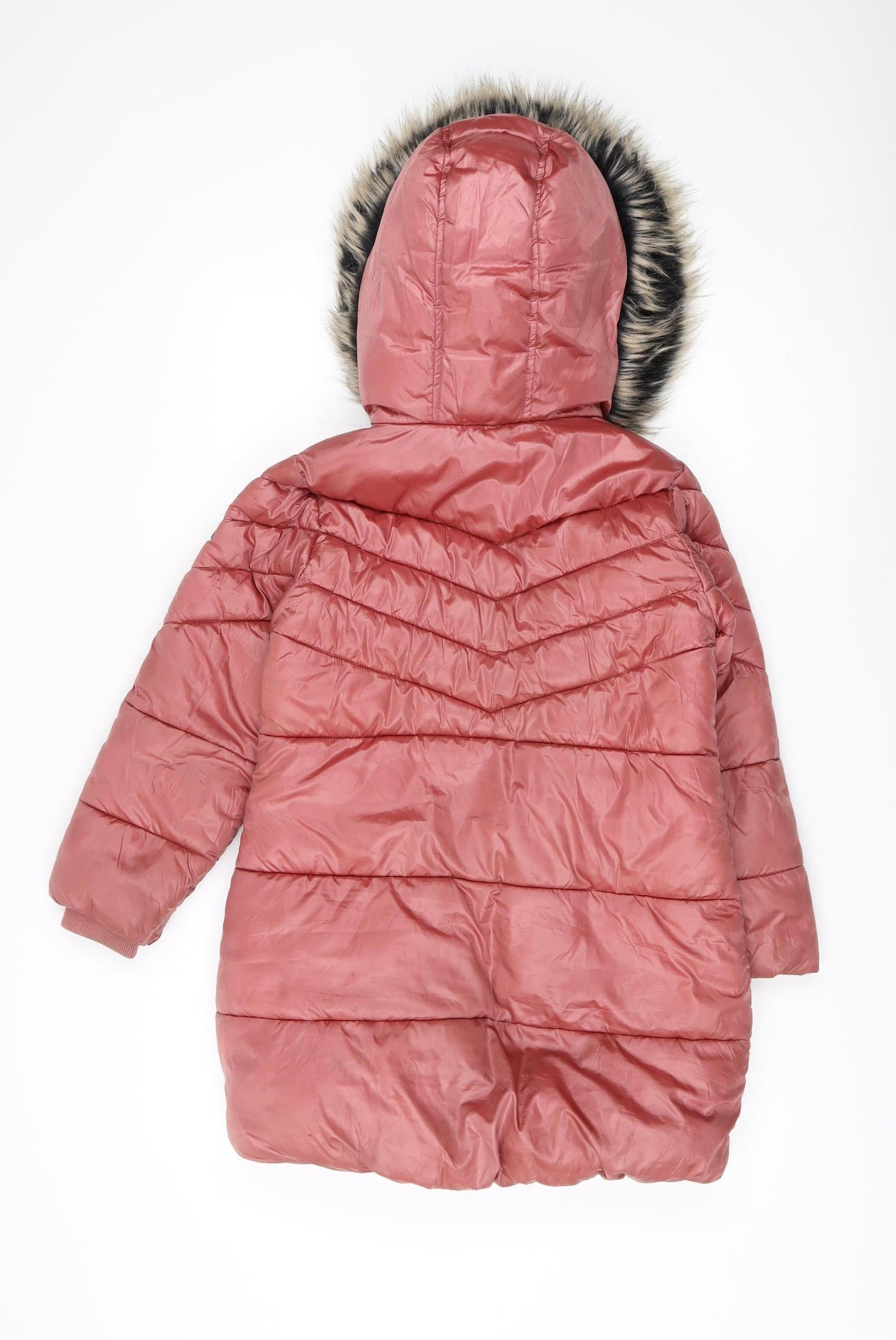Next Girls Pink Puffer Jacket 9 Years Hooded Winter Coat