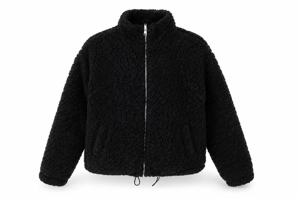 Front view of New Look Women's Black Fleece Jacket S Regular Fit
