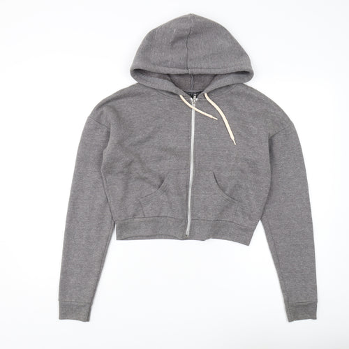 Topshop Women's Grey Full Zip Hoodie Size 8
