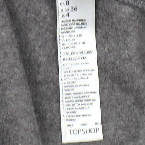 Topshop Women's Grey Full Zip Hoodie Size 8