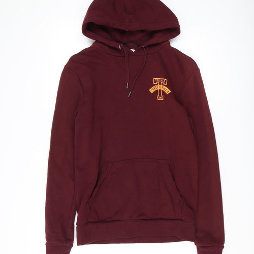 Next Men's Red Pullover Hoodie S, Logo Accent, Cotton