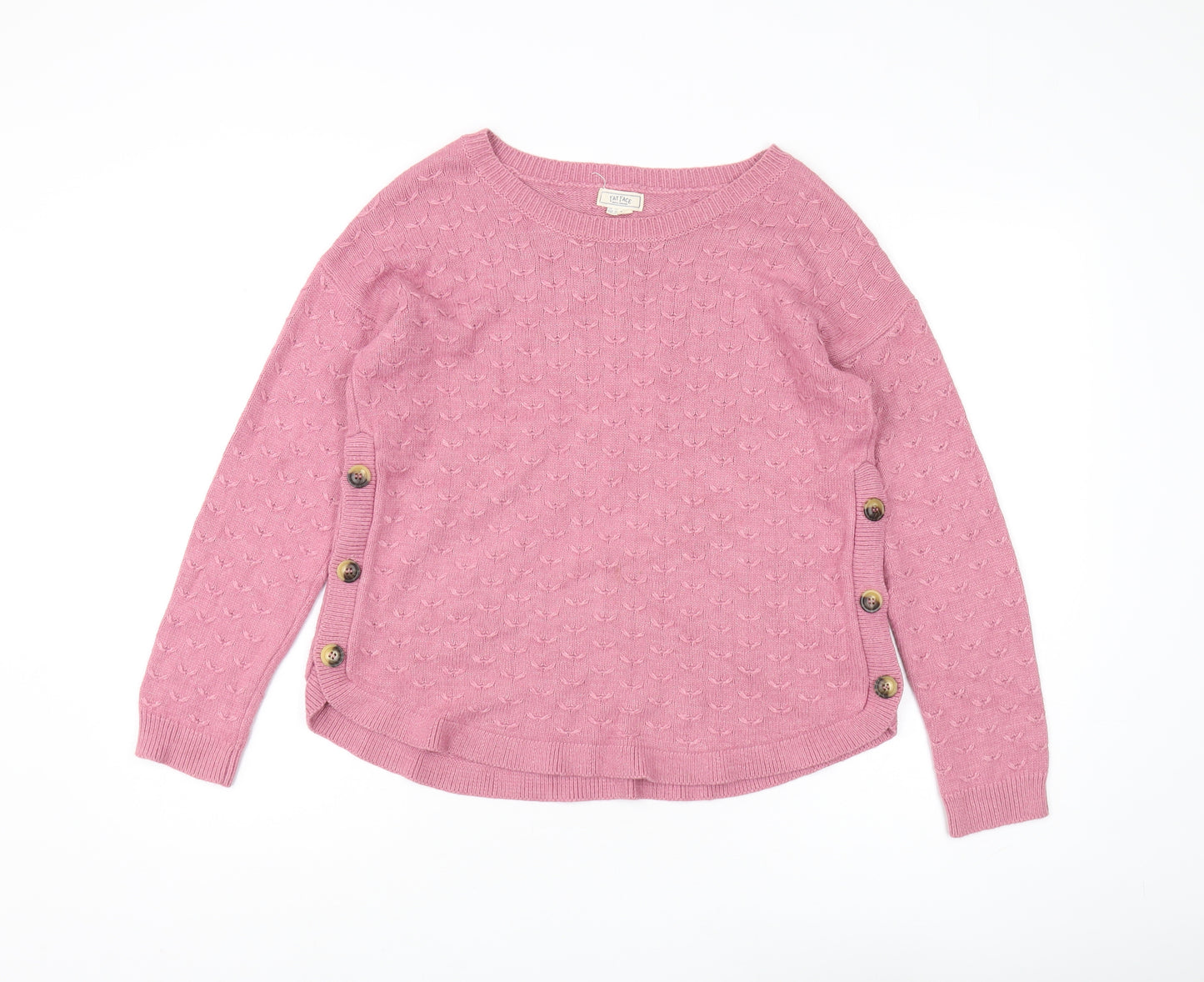 Fat Face Women's Pink Cotton Boat Neck Jumper, Size 12