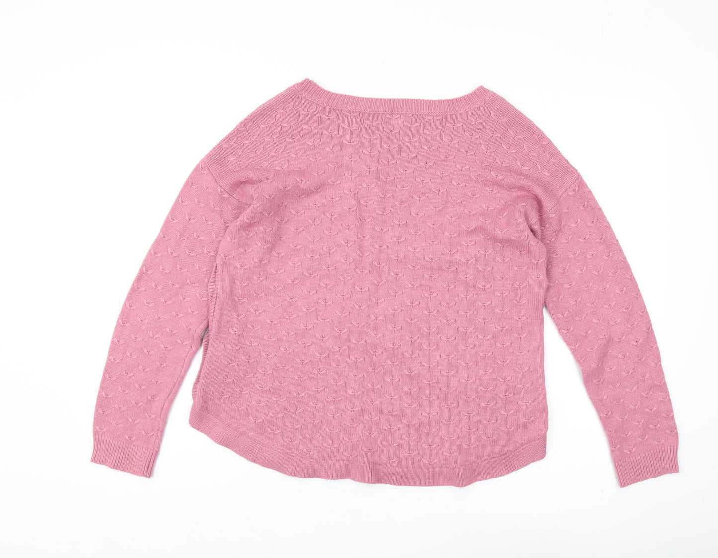 Fat Face Women's Pink Cotton Boat Neck Jumper, Size 12