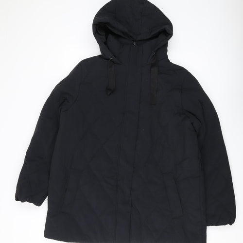 Marks and Spencer Women's Black Quilted Hooded Jacket Size 16
