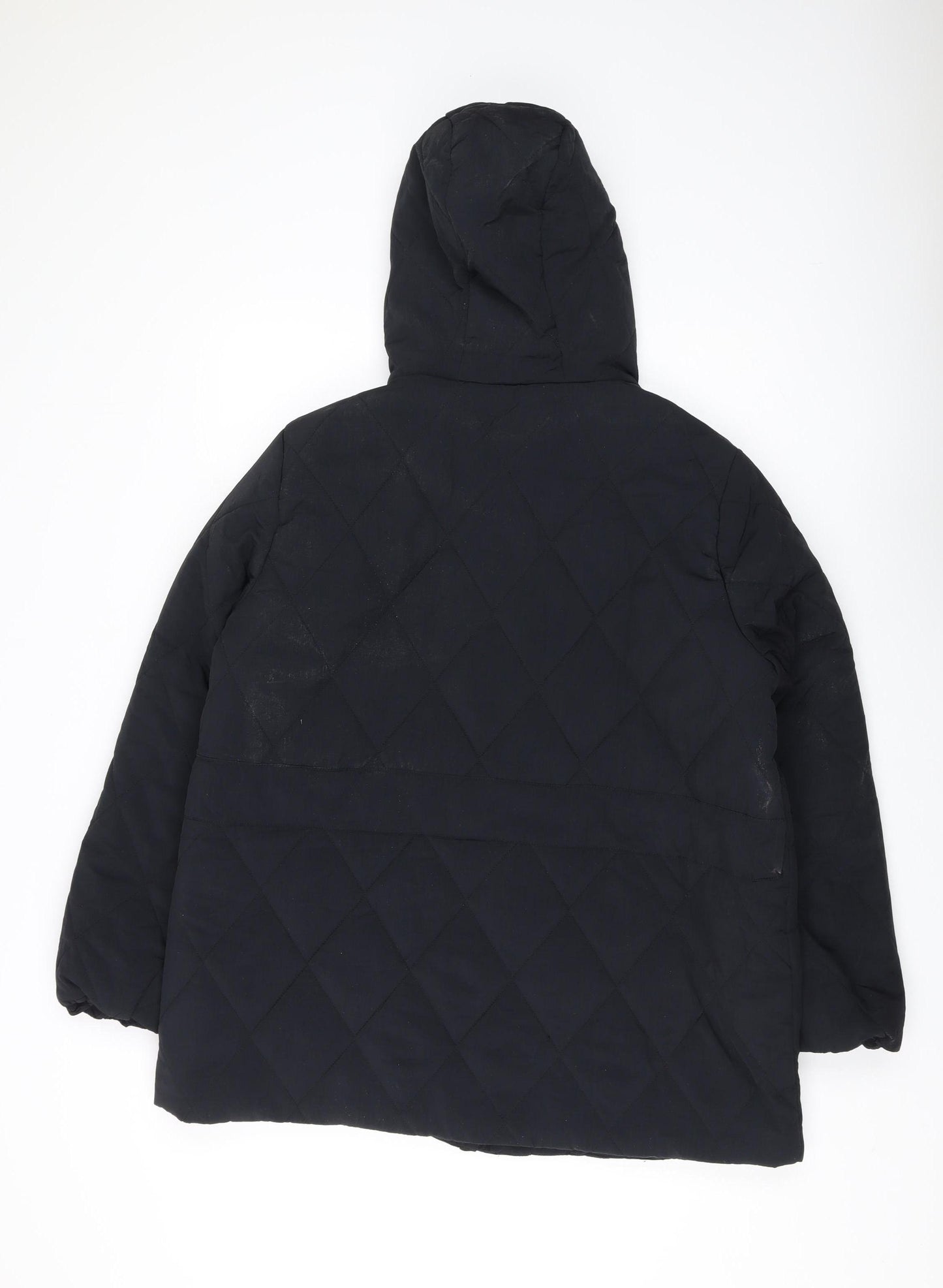 Marks and Spencer Women's Black Quilted Hooded Jacket Size 16