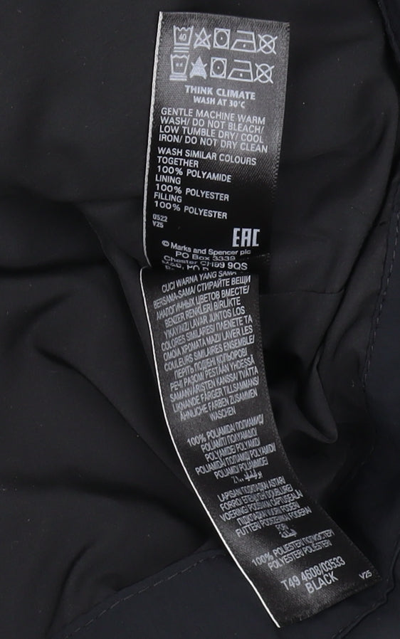 Marks and Spencer Women's Black Quilted Hooded Jacket Size 16