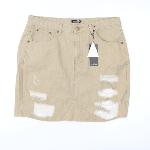 boohoo Women's Beige Mini Skirt with Pockets Size 16