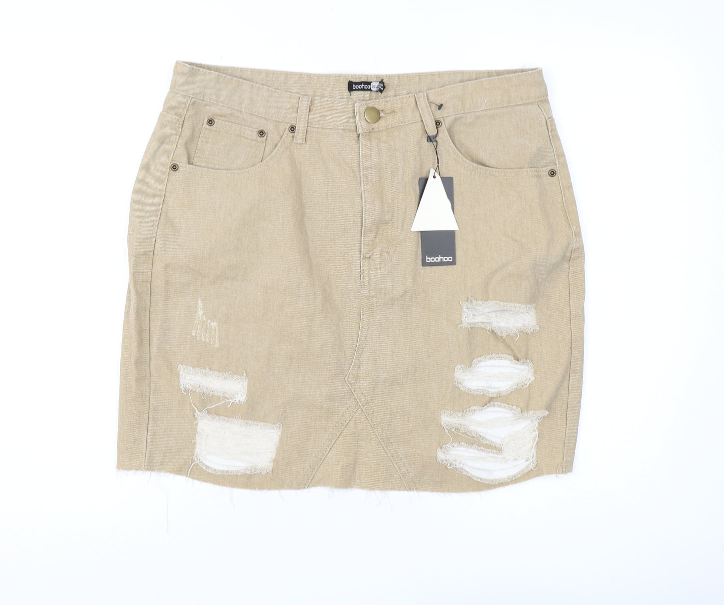 boohoo Women's Beige Mini Skirt with Pockets Size 16