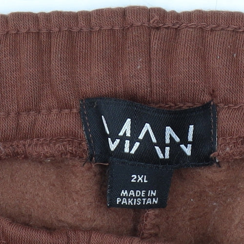 Boohoo MAN Men's Brown Jogger Trousers 2XL, Relaxed Fit