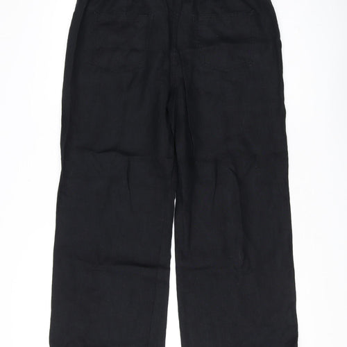 Marks and Spencer Linen Black Wide-Leg Trousers 12