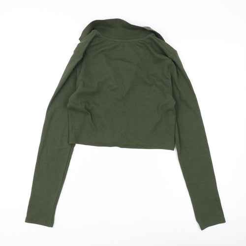 Zara Women's Green Cropped Blouse, Size L