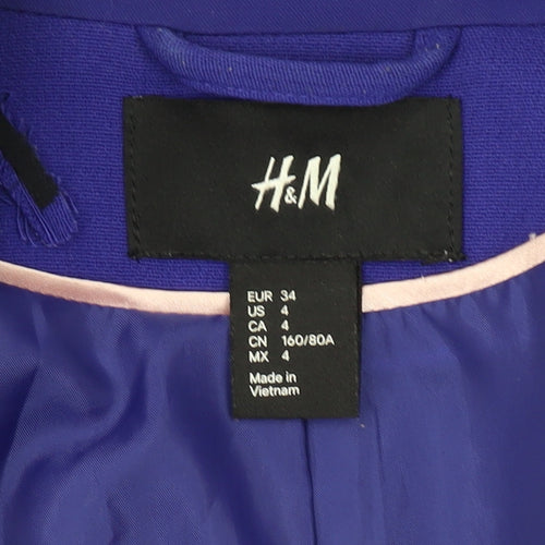 H&M Women's Purple Suit Jacket Size 6 - Elegant & Chic