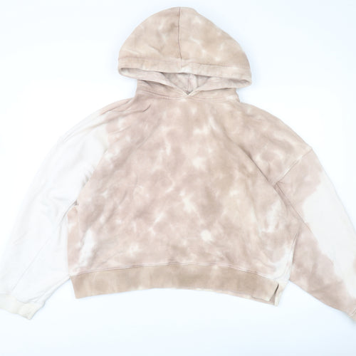 Topshop Women's Beige Tie-Dye Pullover Hoodie S