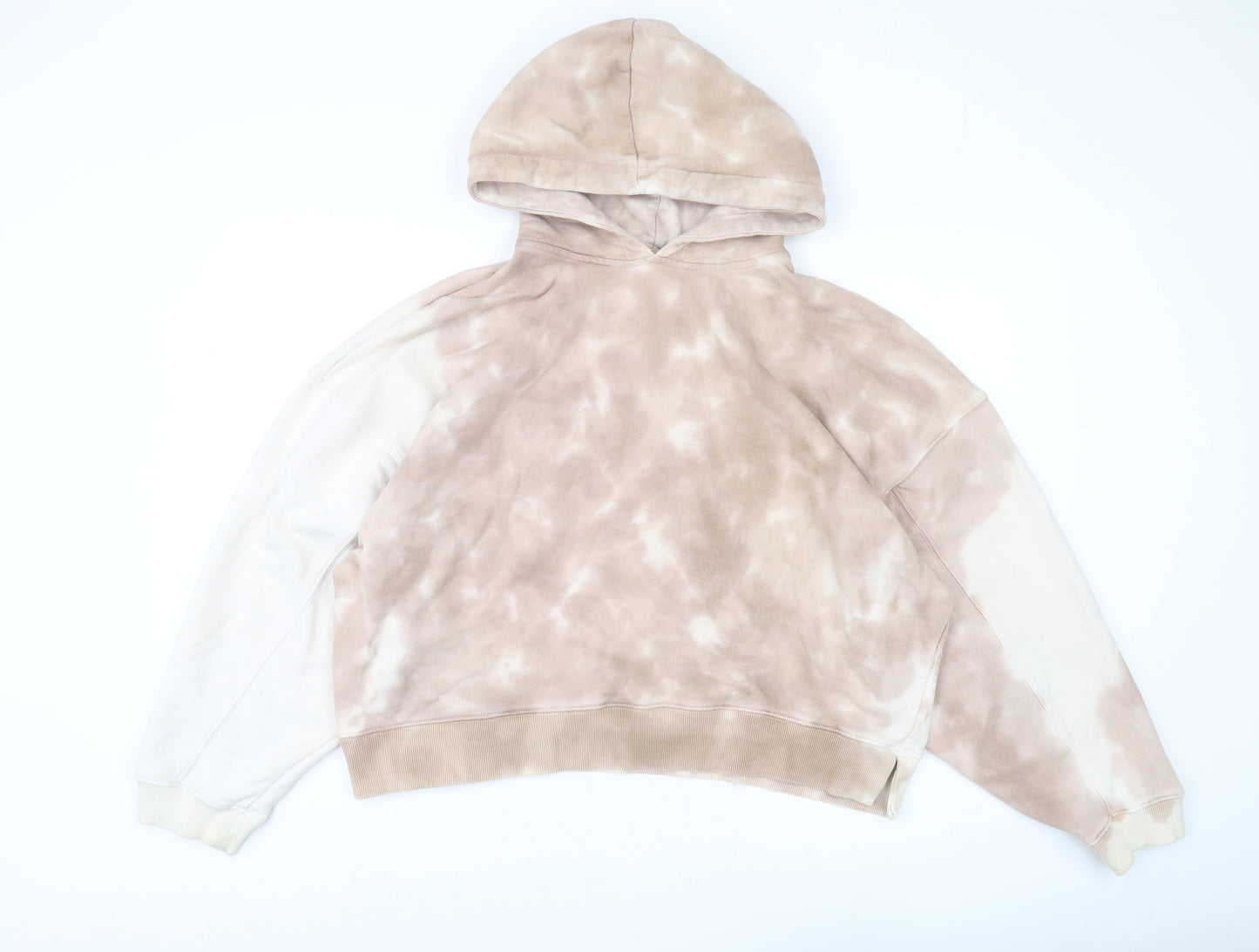 Topshop Women's Beige Tie-Dye Pullover Hoodie S