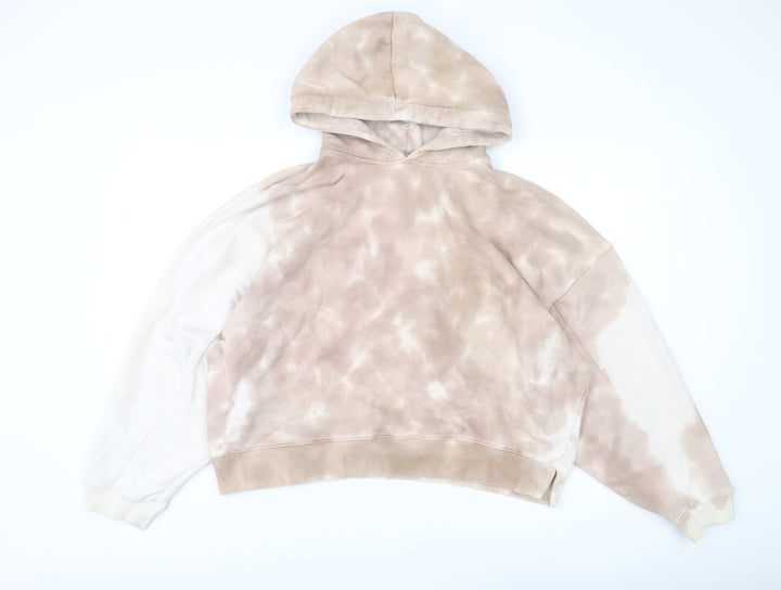 Topshop Women's Beige Tie-Dye Pullover Hoodie S