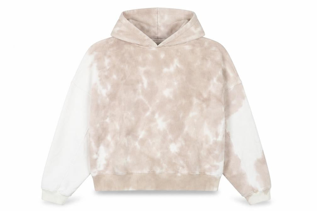 Front view of Topshop Women's Beige Tie-Dye Pullover Hoodie S
