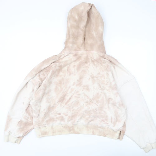 Topshop Women's Beige Tie-Dye Pullover Hoodie S