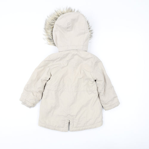 L.O.G.G. Girls Beige Parka 3-4 Years with Faux Fur Hood